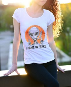 Alien Smoke Fuck I Come In Peace Shirt, Funny Tee Shirt, Smoking Shirt, Unisex T-Shirt