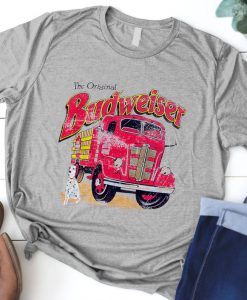 Budweiser Mens Retro Firetruck Shirt, King Of Beer Shirt, Never Out Of Date Brand, Unisex T-Shirt