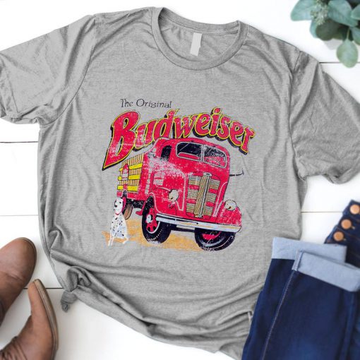 Budweiser Mens Retro Firetruck Shirt, King Of Beer Shirt, Never Out Of Date Brand, Unisex T-Shirt