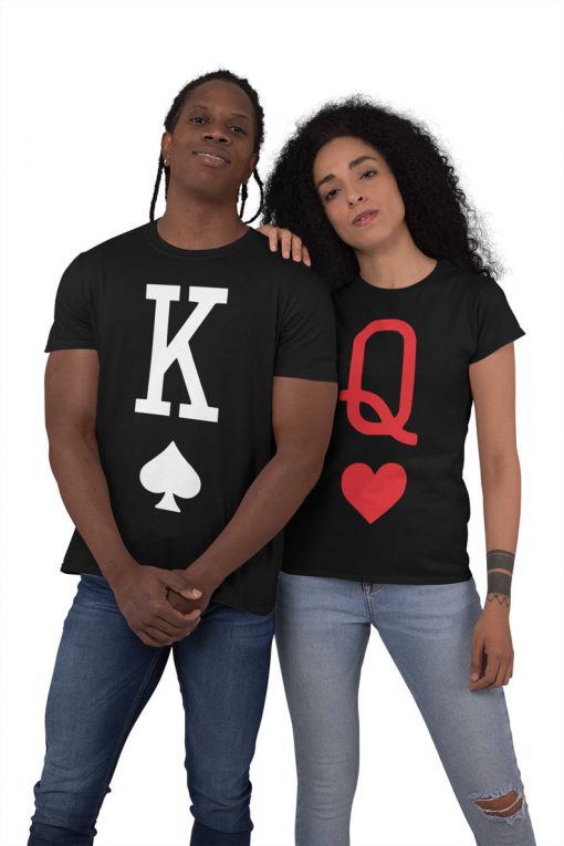 KING QUEEN CARDS Valentines Day T-Shirt Cute Matching T-Shirts