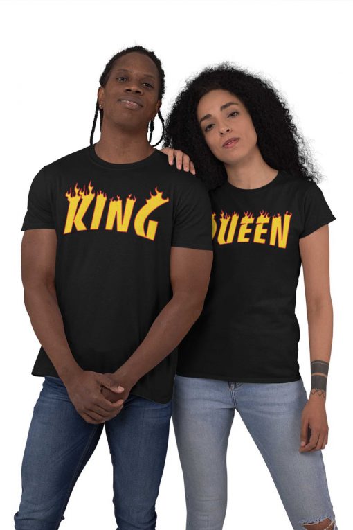 KING QUEEN FLAME Valentines Day T-Shirt Cute Matching T-Shirts