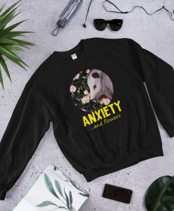 Opossum Anxiety and Flowers Unisex Sweatshirt