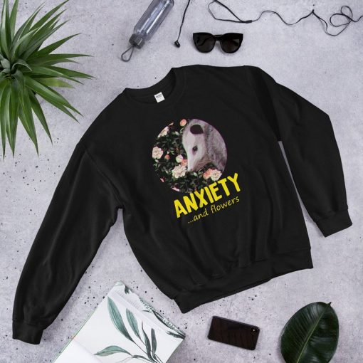 Opossum Anxiety and Flowers Unisex Sweatshirt