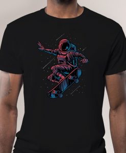 Astronaut Skateboard in Space shirt