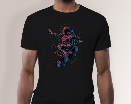 Astronaut Skateboard in Space shirt