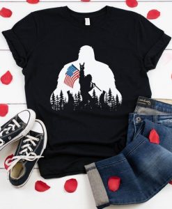 Bigfoot American Flag T Shirt, Patriotic Usa Shirt