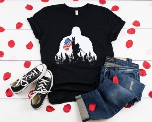 Bigfoot American Flag T Shirt, Patriotic Usa Shirt