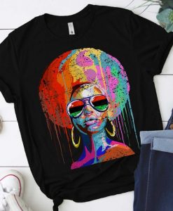 Black Queen Afro Melanin Art T-Shirt