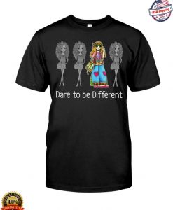 Dare to be different hippie girl autism awareness eye-catching Tshirt