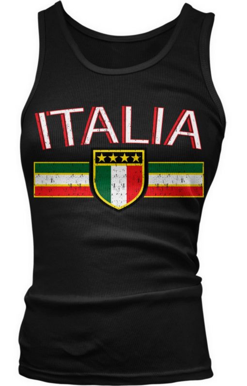 Distressed Italia Country Flag Ladies Juniors Tank Top