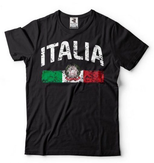 Italia Flag T-Shirt Italian Diaspora Patriotic Nationality Italy Flag Tee Shirt