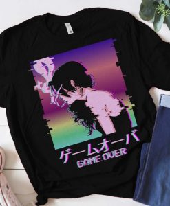 Japanese Vaporwave Sad Anime Girl Game Over T-Shirt