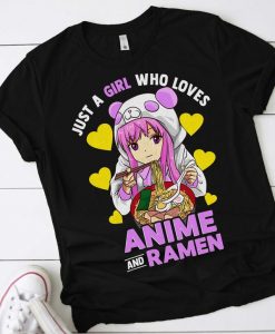 Just A Girl Who Loves Anime and Ramen Bowl Panda Teen Girls T-Shirt