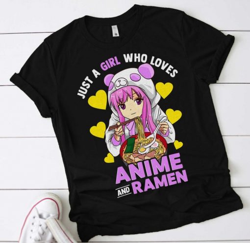 Just A Girl Who Loves Anime and Ramen Bowl Panda Teen Girls T-Shirt