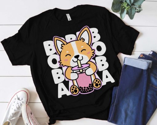 Kawaii Boba Cute Anime Corgi T-Shirt