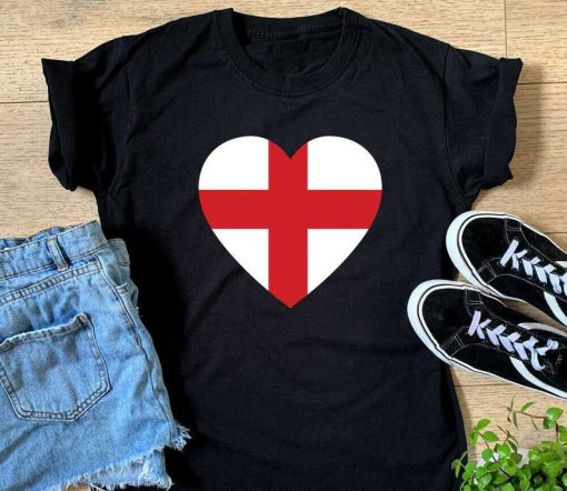 Ladies England Heart Flag T-shirt