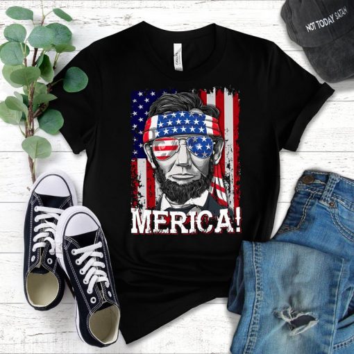 Merica Shirt, Fourth Of July T-shirt, Abraham Lincoln Shirt, American Independence Day T-shirt