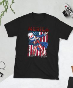 Merica Unisex Shirt, 4th of July Uncle Sam Dab Shirt Merica Flag TShirt