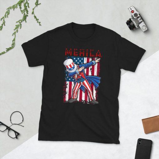 Merica Unisex Shirt, 4th of July Uncle Sam Dab Shirt Merica Flag TShirt