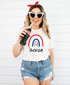 Merica shirt- Fourth of July rainbow shirt