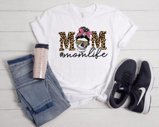 Mom Skull Shirt,Messy Bun Skull Shirt