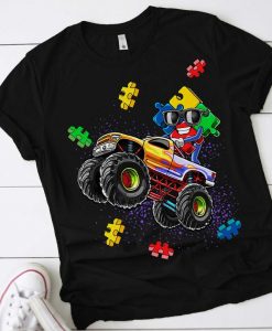 Monster Truck Autism Awareness Puzzle Piece Gift for Boys T-Shirt