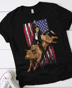 Trump Rodeo Bull Rider Patriotic American Flag Cowboys Shirt