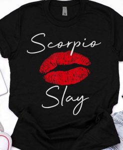 Women Scorpio Slay Red Lips Queen Tshirt