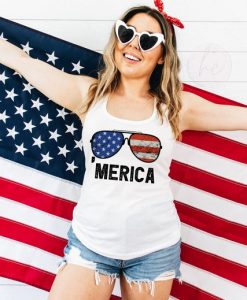 sunglasses America tank Merica shirt