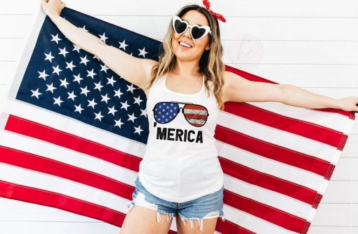 sunglasses America tank Merica shirt