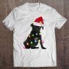 Black Pug Dog Santa Hat Christmas Lights Tshirt