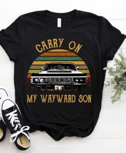 Carry On My Wayward Son Vintage Shirt Dean Sam Winchester T-Shirt Supernatural Movie Tee