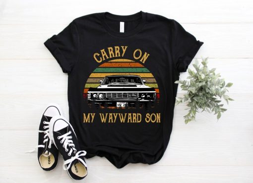 Carry On My Wayward Son Vintage Shirt Dean Sam Winchester T-Shirt Supernatural Movie Tee