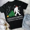 Christmas Bigfoot Sasquatch Pajamas Outfit, Bigfoot Christmas Tree Squatching Through The Snow T-Shirt