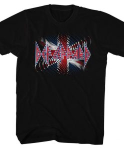 Def Leppard British Flag Logo Black Shirts