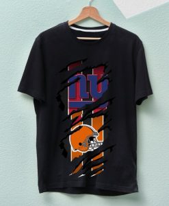 NY Giants and Cleveland Browns Ripped Double Fan Shirt