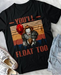 Pennywise Shirt, You'Ll Float Too T-Shirt, Pennywise It Horror Movie Tee Classic Movie 80S Funny