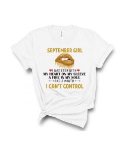 September Girl Birthday Shirt, Gold Glitter Printing Lips Birthday Shirt