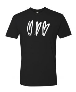 Three crooked hearts novelty T-shirt