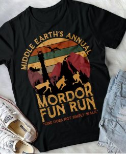 Vintage Middle Earth'S Annual Mordor Fun Run One Does Not Simply Walk tshirt