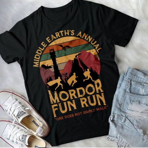 Vintage Middle Earth'S Annual Mordor Fun Run One Does Not Simply Walk tshirt