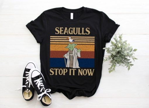 Vintage Yoda Shirt Seagulls Stop It Now T-Shirt Star War Tee Funny