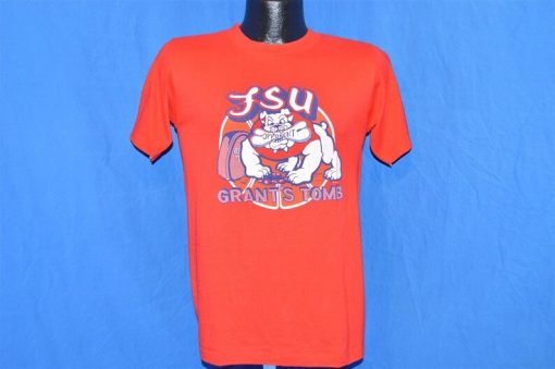 80s FSU Freso State University Bulldogs Grant's Tomb College Basketball Red Vintage t-shirt