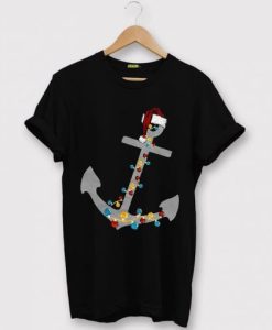 Captain Christmas Anchor Black Tees