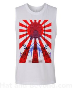 Japan Samurai Spirit Rising Sun Flag Graphic Retro Design Tank Top