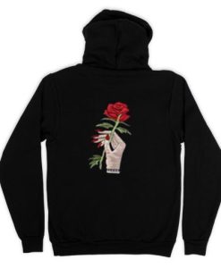 Red Rose Black Back Hoodie