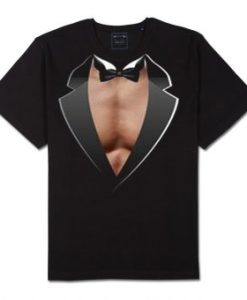 Open black design tuxedo graphic tee