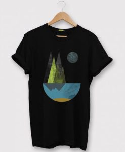 Sunrise Mountain Design Black T shirt