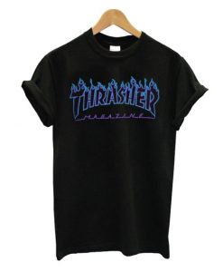 Thrasher Blue flame black T-shirt