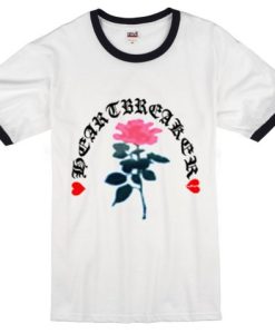 Heartbreaker flower Ringer Black T-shirt